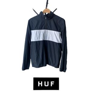 *Clearance* HUF WORLDWIDE 1/4 Zip Stadium Track Jacket | Black White | Medium